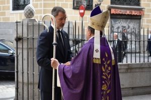 S.M. El Rey asiste al funeral por el Cardenal Arzobispo Emérito D. Jose Manuel Estepa en la Catedral de las Fuerzas Armadas